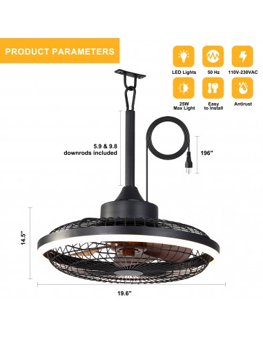 20" Outdoor WaterProof Ceiling Fan...