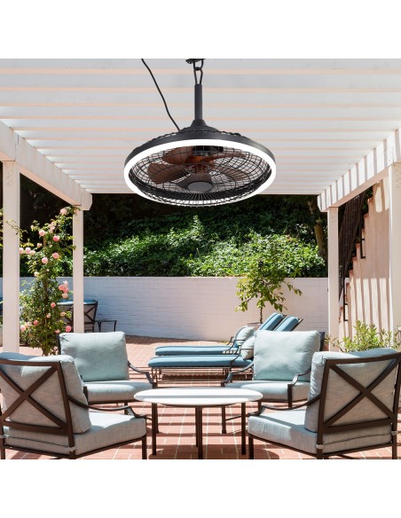 20" Outdoor WaterProof Ceiling Fan with LED Light, APP and Remote Control