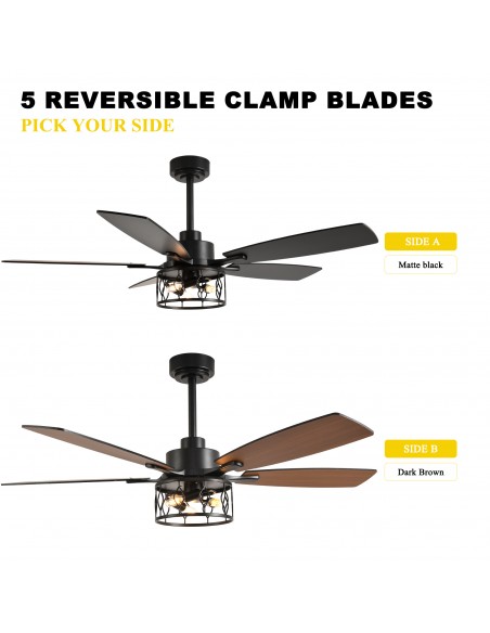 Oaks Aura 52” Modern Ceiling Fan with Light and Remote, 6-Speed Quiet DC Motor