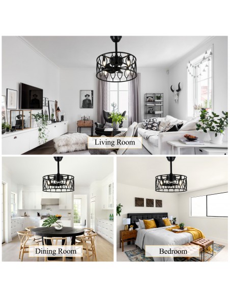 20" Drum Ceiling Fan with Light Kit and Remote Control, Reversible ABS Blades