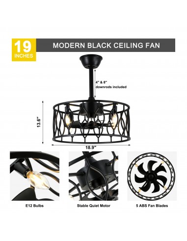 20" Drum Ceiling Fan with Light Kit...