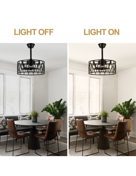 20" Drum Ceiling Fan with Light Kit and Remote Control, Reversible ABS Blades