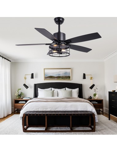 46" Black Modern Ceiling Fan with...