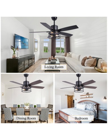 46" Black Modern Ceiling Fan with...