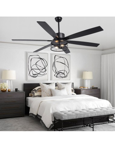 65"Black Modern Ceiling Fan with...
