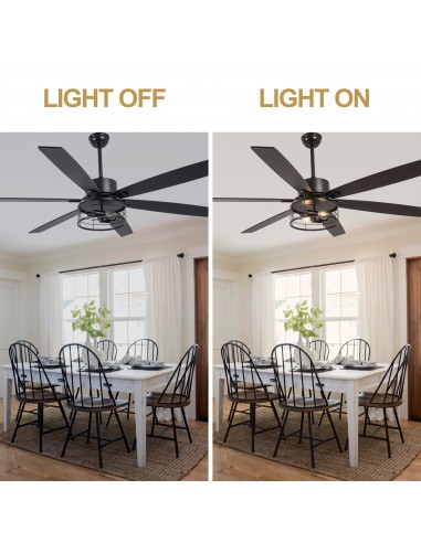 65"Black Modern Ceiling Fan with...