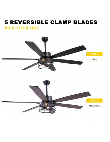 65"Black Modern Ceiling Fan with...