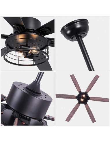 65"Black Modern Ceiling Fan with...
