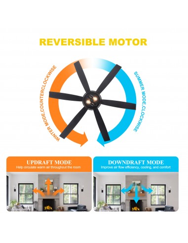 65"Black Modern Ceiling Fan with...