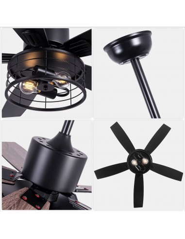 46" Black Modern Ceiling Fan with...