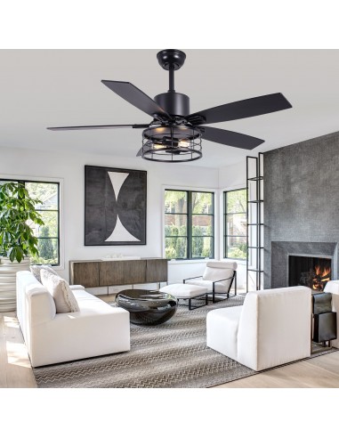 46" Black Modern Ceiling Fan with...