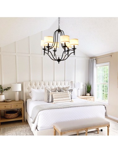 30” 6-Light Black Chandelier with...