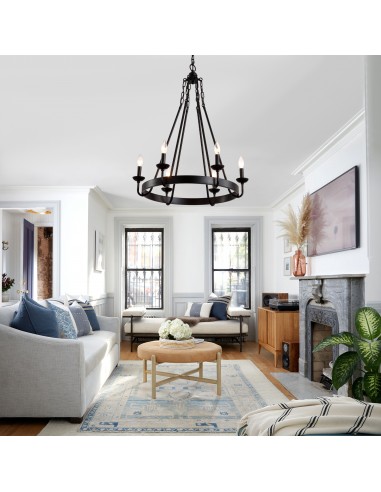 25" Matte Black 6-Light Farmhouse...