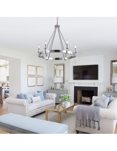 28" Chrome Wagon Wheel Chandelier...