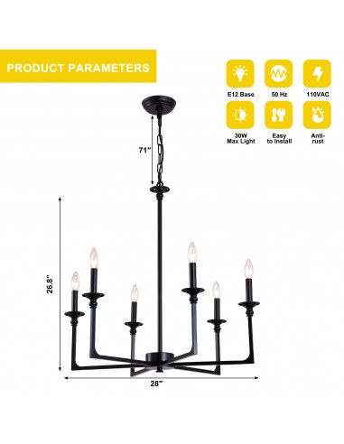 28" Black Wagon Wheel Chandelier with...