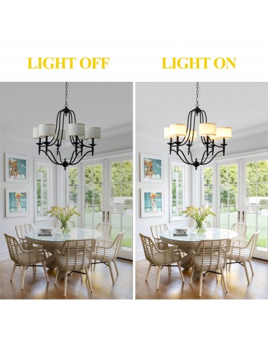 30” 6-Light Black Chandelier with...