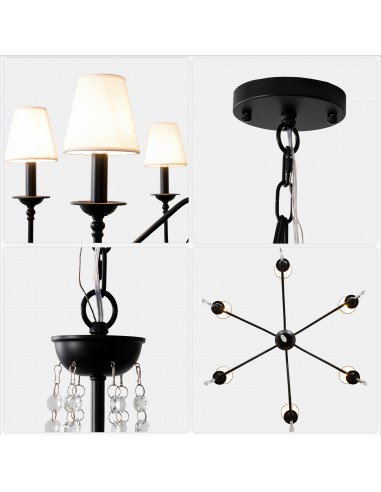 Oaks Aura35" 6-Light Black Modern...