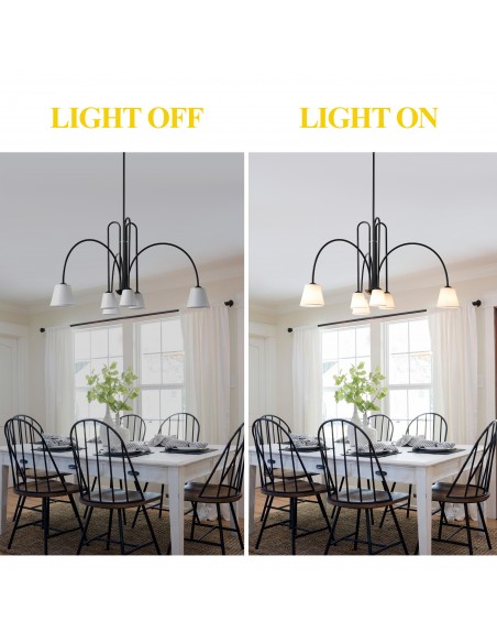 40” Modern 6-Light Chandelier with Fabric Shades, Adjustable Hanging Pendant Light for Living Room