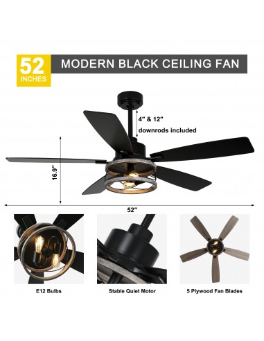 Oaks Aura 52” Black 5-Blade Ceiling...