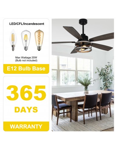 Oaks Aura 52” Black 5-Blade Ceiling...