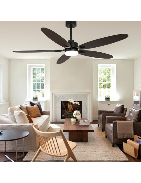 Oaks Aura 60” Ceiling Fan with LED Light and Remote, 3-Color Temperature, 6-Speed Quiet DC Motor for Large Room