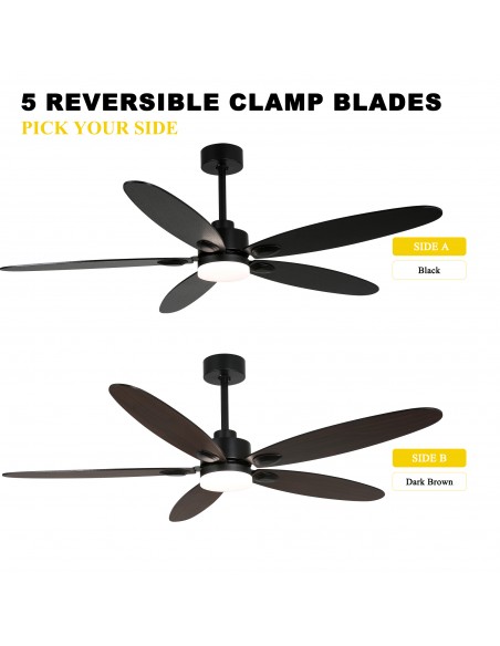 Oaks Aura 60” Ceiling Fan with LED Light and Remote, 3-Color Temperature, 6-Speed Quiet DC Motor for Large Room