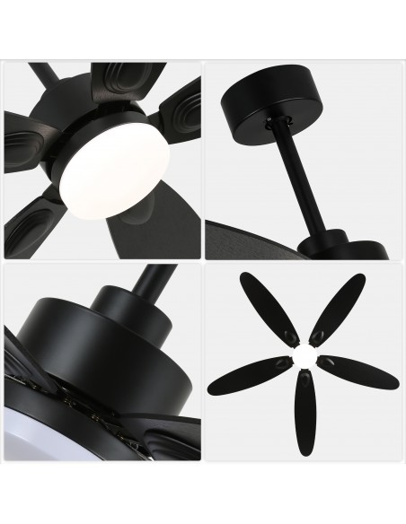 Oaks Aura 60” Ceiling Fan with LED Light and Remote, 3-Color Temperature, 6-Speed Quiet DC Motor for Large Room