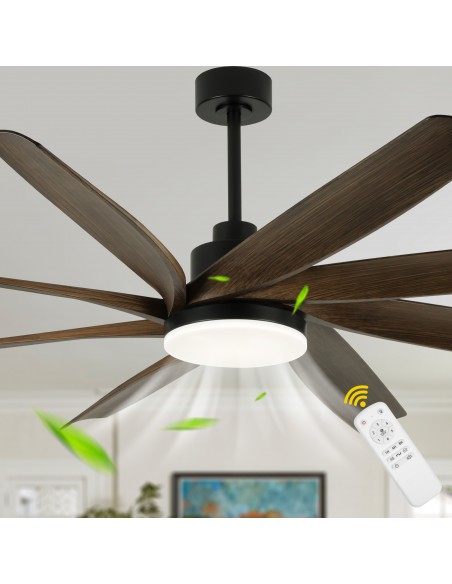 Oaks Aura 72” 8-Blade Classic Propeller Ceiling Fan with LED Light and Remote Control