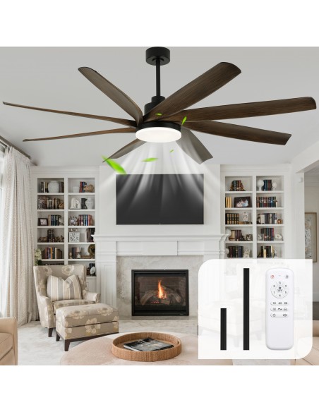 Oaks Aura 72” 8-Blade Classic Propeller Ceiling Fan with LED Light and Remote Control