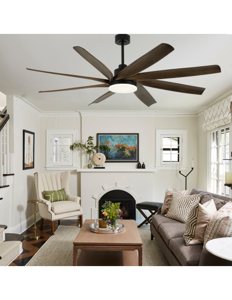 Oaks Aura 72” 8-Blade Classic Propeller Ceiling Fan with LED Light and Remote Control