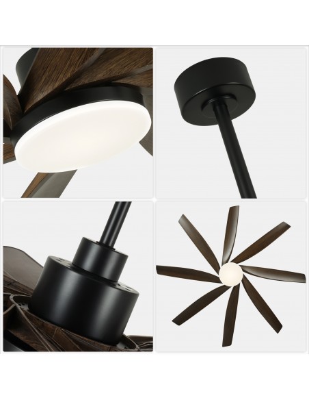 Oaks Aura 72” 8-Blade Classic Propeller Ceiling Fan with LED Light and Remote Control