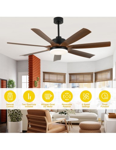 Oaks Aura 60" Black Ceiling Fan with...