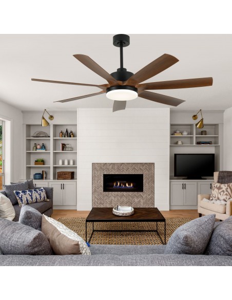 Oaks Aura 60" Black Ceiling Fan with LED Light and Remote, 3-Color Temperature, 6-Speed Quiet DC Motor