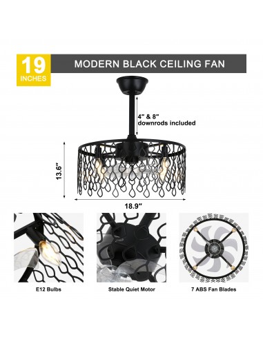 Oaks Aura 20” Black Drum Ceiling Fan...
