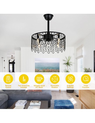 Oaks Aura 20” Black Drum Ceiling Fan...