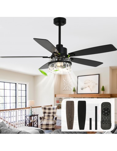 Oaks Aura 52” Black Crystal Ceiling...