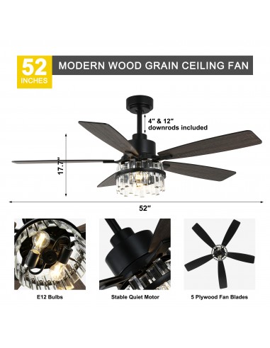 Oaks Aura 52” Black Crystal Ceiling...