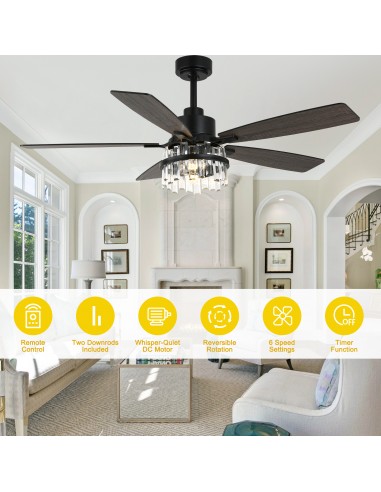 Oaks Aura 52” Black Crystal Ceiling...