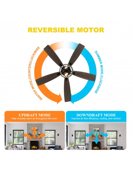 Oaks Aura 52” Black Crystal Ceiling Fan with Light and Remote Control, Quiet DC Motor, 6-Speed for Living Room, Bedroom