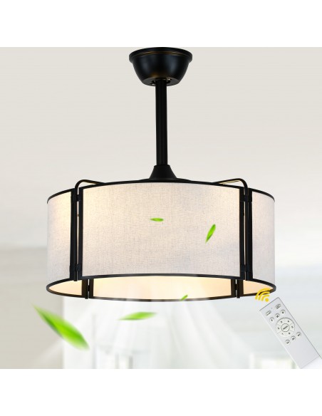 Oaks Aura 20” Fabric Drum Ceiling Fan with Light and Remote Control, Quiet DC Motor, 6-Speed for Bedroom, dining room