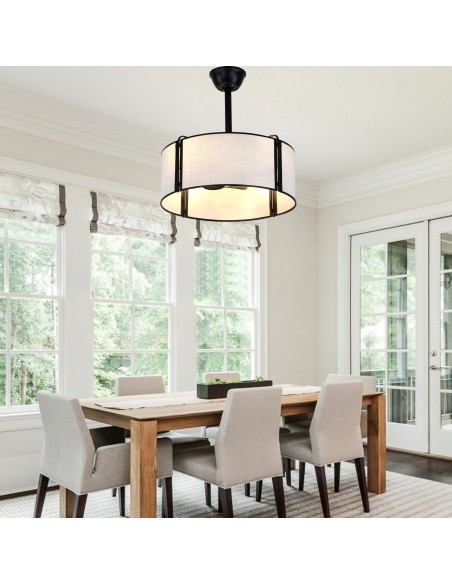 Oaks Aura 20” Fabric Drum Ceiling Fan with Light and Remote Control, Quiet DC Motor, 6-Speed for Bedroom, dining room