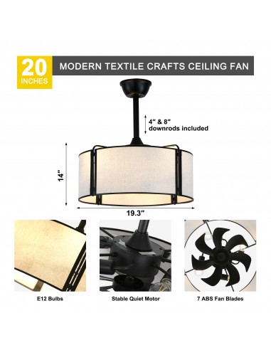 Oaks Aura 20” Fabric Drum Ceiling Fan...