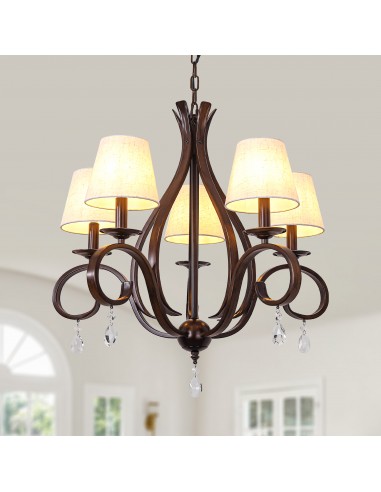 Oaks Aura 28" 5-Light Vintage Crystal...