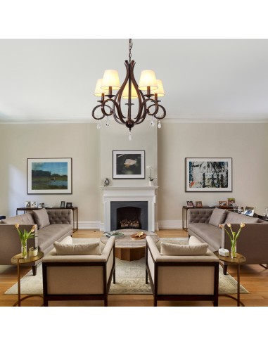 Oaks Aura 28" 5-Light Vintage Crystal...