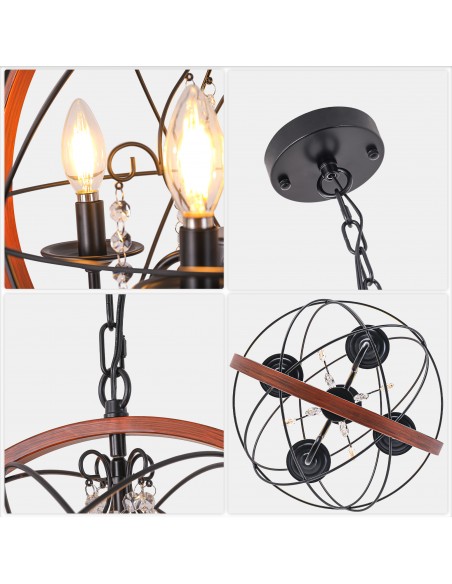 Oaks Aura 17 Inch 6-Light Crystal Sphere Chandelier for Dining Room, Bedroom