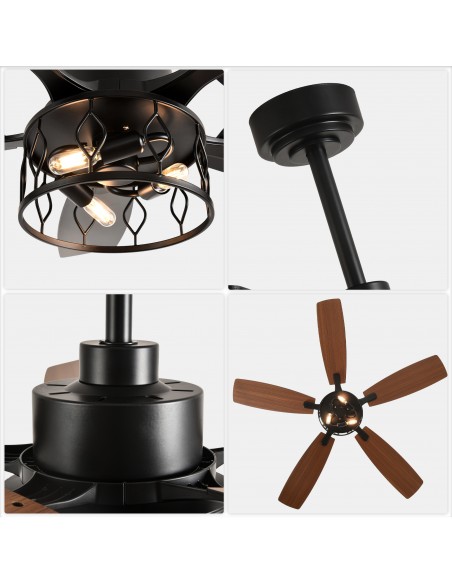 Oaks Aura 52” Modern Ceiling Fan with Light and Remote, 6-Speed Quiet DC Motor