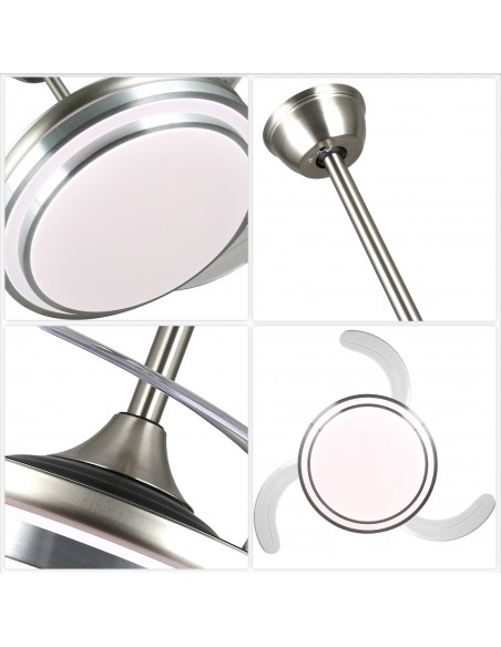 Oaks Aura 42-Inch LED Ceiling Fan 6-Speed Latest DC Motor Retractable Chandelier