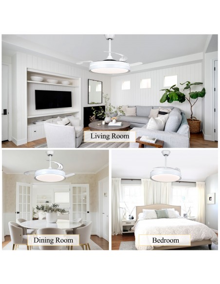 Oaks Aura 42-Inch LED Ceiling Fan 6-Speed Latest DC Motor Retractable Chandelier