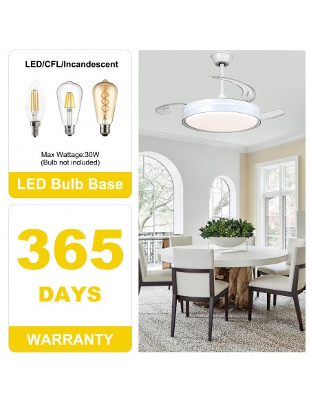 Oaks Aura 42-Inch LED Ceiling Fan 6-Speed Latest DC Motor Retractable Chandelier