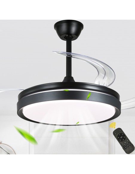 Oaks Aura 42-Inch LED Ceiling Fan 6-Speed Latest DC Motor Retractable Chandelier